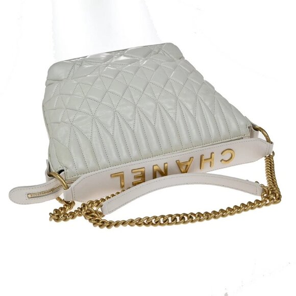 CHANEL CC Logo 2Way Glazed Shoulder Bag Leather White 620RF580 - Picture 5 of 15